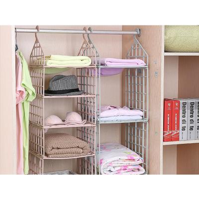 China Closet Viable Closet Wardrobe Hanging Layer Clothes Shelves Finishing Underwear Bra Pants Tie Down Storage Rack Basket for sale