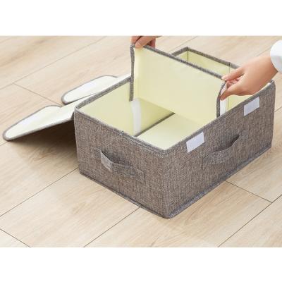 China Sustainable Cotton Canvas Bangs Underbed Storage Bag Board Detachable Storage Boxes Folding Closet Organizer for sale