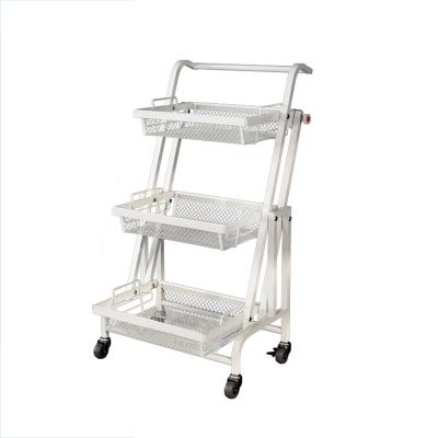 China Atability Strong Storage Movable Folding Kitchen Cart 3 Cart Racks for sale