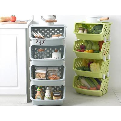 China Kitchen Sustainable Convenient Stackable Fruit and Vegetable Basket Storage Fruit Vegetable Plastic Baskets for sale