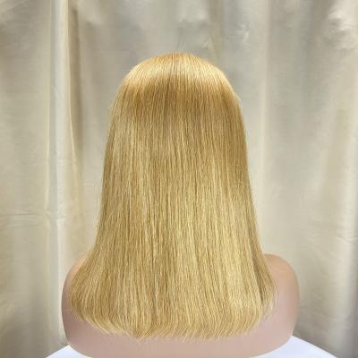 China Peruvian Deep Wave 13x4 Blonde 613 Lead Cuticle Aligned European Hair 12inches Lace Frontal Wig for sale