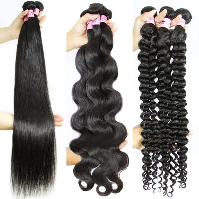 China Wholesale Straight Raw Brazilian Straight Body Wave Deep Hair Bundles 100% Virgin Where Cuticle Aligned Natural Hair Color Hair Extension for sale