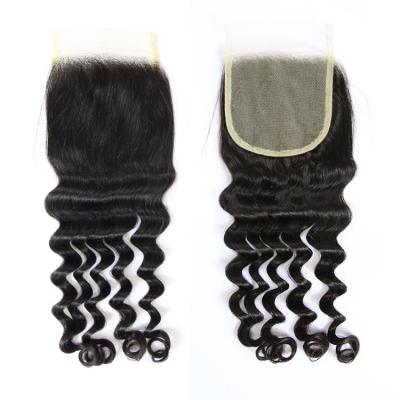 China Raw Virgin Human Hair Single Vendor Cuticle Aligned Indian Virgin Human Hair Raw Loose Deep Wave 4x4 HD Lace Closure for sale