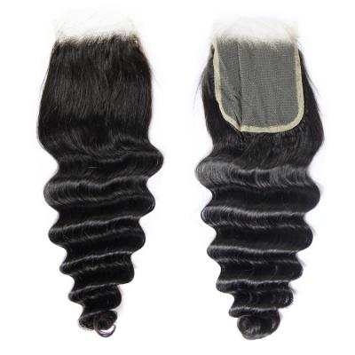 China Wholesale Deep Wave 4x4 Lace Up Closure Remy Brazilian Human Hair Closures Cuticle Aligned Natural Virgin Hair Color for sale