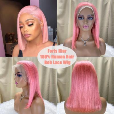 China Brazilian Hair 13X4 Full Lace Wigs 180 Density Bob Wig Straight Natural Human Hair Straight Transparent Frontal Wigs for sale