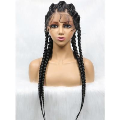 China Synthetic Braid Wig Braid Hair Lace Front Wigs Cornrow Box Braids With Baby Hair For Color Women Glueless Lace Front Wig for sale