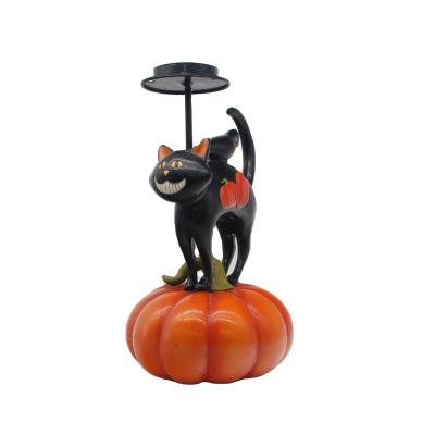 China Europe Personalized Cat Pumpkin Shape Resin Crafts Halloween Decoration Candle Holder-Home Decoration and Holiday Decor for sale