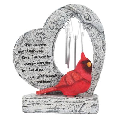 China Creative Red Wind Chime Pet Europe Bird Memorial Stone Resin Opens Pet Souvenir Decorations for sale