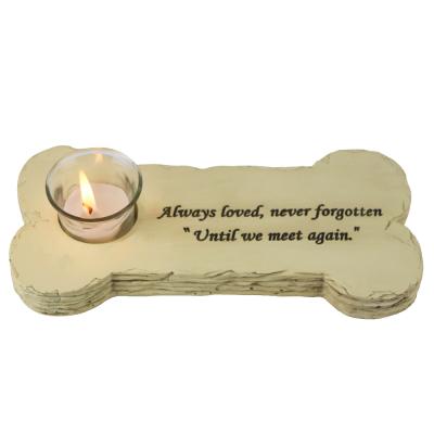 China Europe Bone Shape Pet Memorial With Candle Holder Pet Souvenir for sale