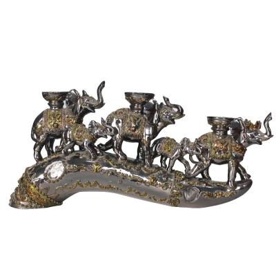 China March Elephants of Europe on Ivory Candle Holder, Silver Pillar Candle Home Decor for sale