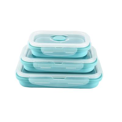 China Sustainable Amazon Top Selling Healthy Food Storage Container High Quality Collapsible Silicone Lunch Box 3 Piece Set for sale