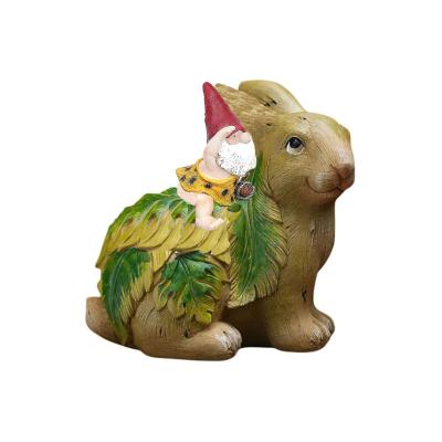 China Funny Europe Gnome Tower Rabbit Garden Figurine. for sale