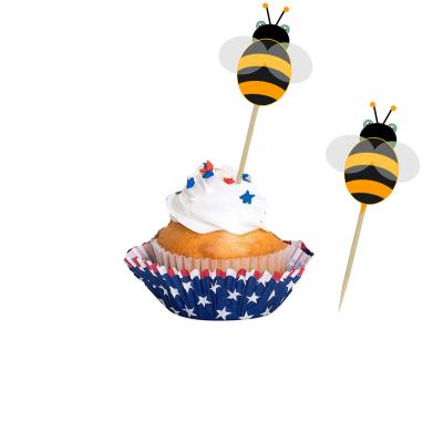 China Disposable bee cake toothpicks, custom set of 100 pieces.party table decoration.party total decoration. for sale