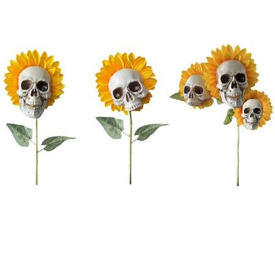 China Skul Eco-friendly Disposable Garden Sunflower Decoration Halloween Decoration Funny Simulation Flower Halloween Ornaments Gift for sale