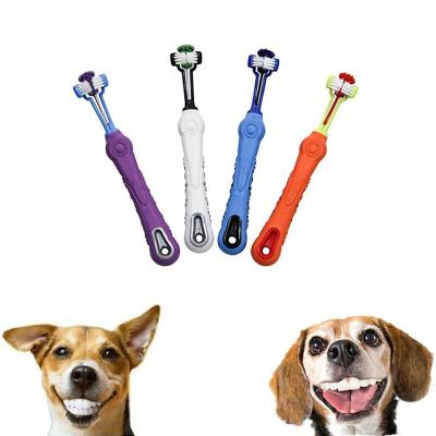 China Sustainable 3-Sided Pet Toothbrush Dog Toothbrush. for sale