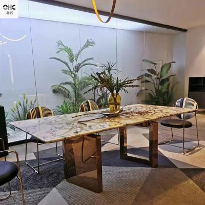 China 100% natural marble factory direct sales light up luxury rectangular table top stone table for sale