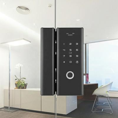 China Zinc Alloy Smart Door Lock Fingerprint Code Automatic Door Lock With English Display For Double Glass Door for sale