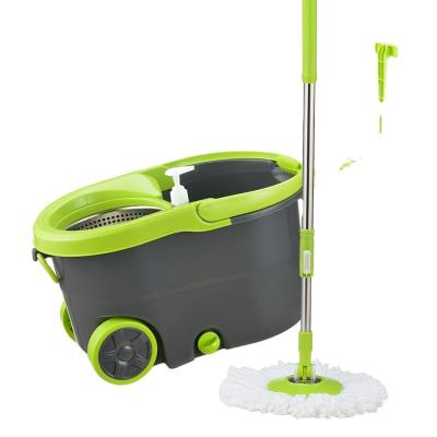 China Durable 360 ​​Spin Microfiber Mop With Single Bucket And Two Big Wheels for sale