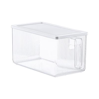 China 2022 Transparent Stackable Food Storage Box Freshness Storage PET Reusable Bins Fridge Kitchen Container Organizer for sale