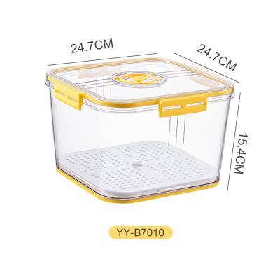 China Creative Double Layer Freshness Keeping Chamber PET Airtight Food Container In Refrigerator Large Plastic Food Storage Organize With Drainer for sale