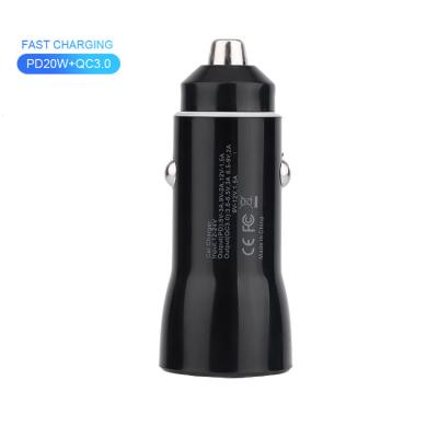 China Universal Smart Car Charger 2 Port Car Charger PD+QC3.0 Fast Charging Car Charger For Mobile Phone/Tablet/Camera for sale