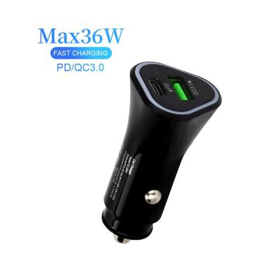 China MP3/MP4 Player Security Pad Qc3.0 PD 18W Dual Interface PD 2 Usb Car Charger With Light for sale