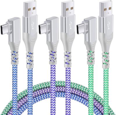 China Fast Charging 90 Degree USB A to USB C 3A 5A Right Angle Cable Fast Charging Nylon Braided Data Sync High Speed ​​Cord for Samsung Galaxy S20 for sale