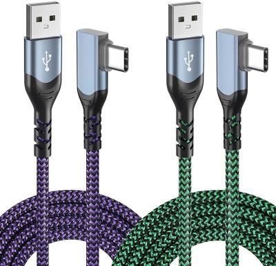 China 10FT USB Fast Charging Type C USB A to USB C Data Cable with 90 Degree 3A Nylon Braided Fast Charger for Samsung Galaxy for sale