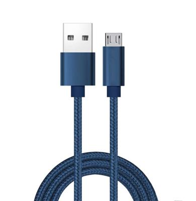 China Customized Nylon Braided Cable USB Fast Charging Metal Micro Case Cable Length For Android Mobile Phone Device for sale