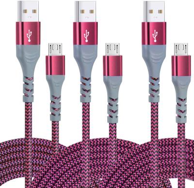 China Fast Charging High Speed Transfer 3A Fast Charging Cable Durable Nylon Fabric braided Micro USB Charging and Data Cable for Android Phone for sale