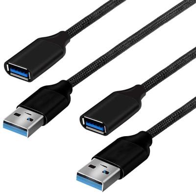 China Fast Speed ​​USB Charging Computer Cable USB A Male To A Female Extension Cable USB AM To AF Extension Cable With Braided Metal Case Nylon for sale