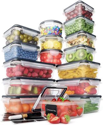 China Factory Direct Sale Freshness Preservation 16 Pieces Food Storage Container Transparent Leakproof Crisper Refrigerator For Kitchen for sale