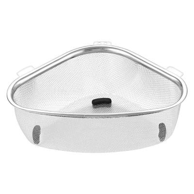 China Multifunctional Stainless Steel Viable Kitchen Basket Drain Sink Triangle Residue Filtration Storage Leak Net Basket Waste Wash for sale