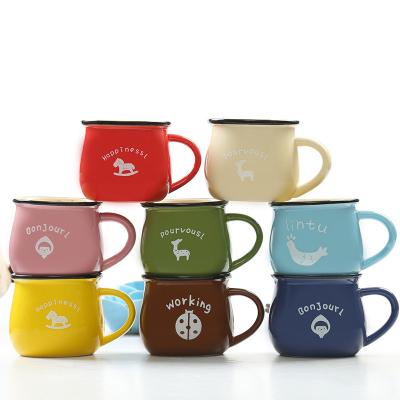 China Modern Japanese creative ceramic cup breakfast mug with handle can be customized logo for sale