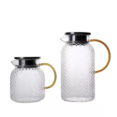 China WITH LID 2022 New Desgin Quality 1000ml 1500ml Glass Cold Water Jug With Metal Lid for sale