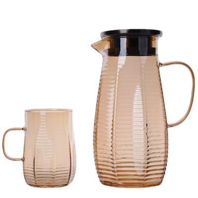 China LID Manufacturer Supply Desk Golden Transparent Cold Water Glass Jug Being Placed For Sale for sale