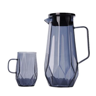 China WITH LID Competitive Price Unique Design Gray Cold Kettle Glass Water Jug Set With Lid for sale