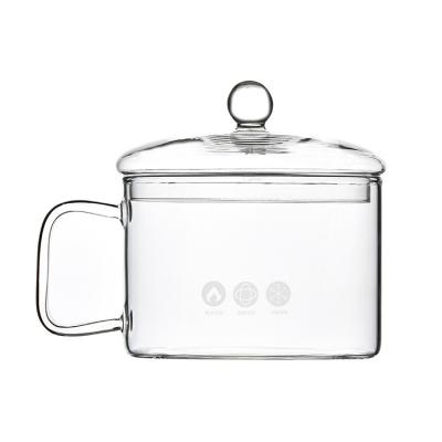 China Sustainable Cheap Modern High Borosilicate Side Handle Heat Resistant Glass Cooking Pot for sale