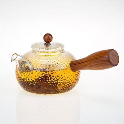 China Factory direct sales viable Chinese antique glass teapots with wooden handle for sale