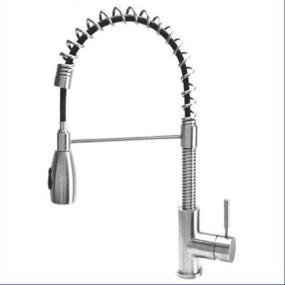 China Tall Mixer Tap Spring Spout Kitchen Faucet Brushed Nickel for Home / Hotel for sale