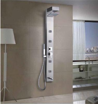 China Stainless Steel Shower Panel Standing Hang On Dark Gray Wall Shower for sale