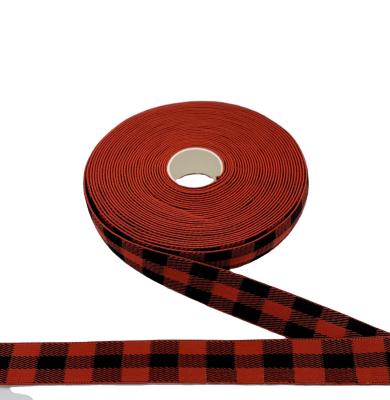 China Manufacturer Quality Assurance 2.5Cm Jacquard Elastic Webbing High Quality Flat Color Checkered Elastic Band for sale