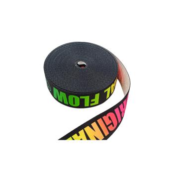 China Factory new arrival durable high end polyester letter elastic jacquard printing patterned silk woven webbing belt for sale