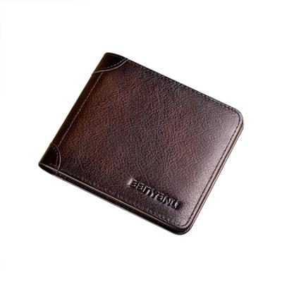 China RFID Wallet Men's Leather Large Capacity Dollar Short Ultra Thin Single Clip New Retro for sale