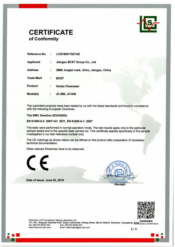 CE - Jiangsu BCST Group Co., Ltd.