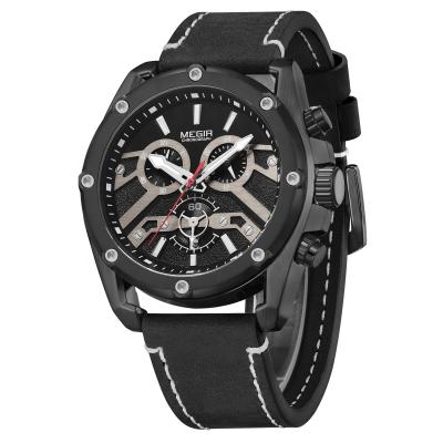 China New chronograph quartz megir watches men stainless steel back custom logo for sale