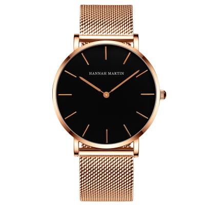 China Unspecific Relogio Masculino Hannah Martin Mesh Stainless Steel Quartz Fashion Wristwatches Minimalist Privater Label Watch for sale