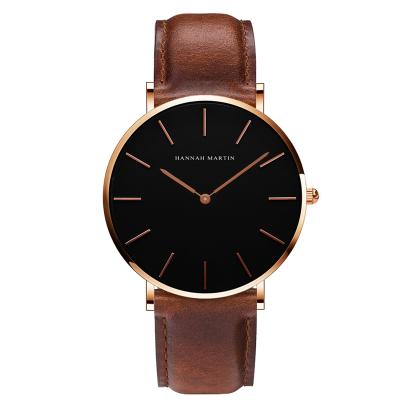 China Reloj Hannah Martin Original Brand Fashion Men's Non-Specific Logo Private Label Minimalist Watch Custom Quartz Leather Wristwatches for sale