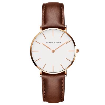 China Elegant HANNAH MARTIN date brand quartz automatic leather band watch woman ladies watches waterproof girls minimalist watch mujer de reloj for sale