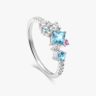 China CLASSICS 925 sterling silver gold Natural Topaz Dainty Open Gemstone Ring for sale